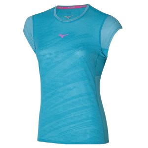 Mizuno Aero Tee Oberteile Damen Blau | 720-EWXYZJ