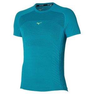 Mizuno Aero Tee Oberteile Herren Blau | 453-IXHWEQ