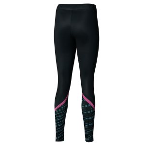 Mizuno Athletics Graphic Leggings Damen Schwarz | 975-GSAUDE