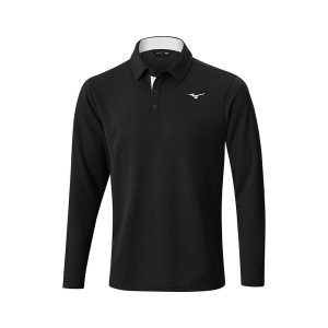 Mizuno Breath Thermo L/S Polo Oberteile Herren Schwarz | 743-KZHIEV