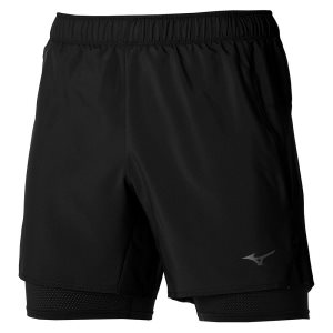 Mizuno Core 5.5 2in1 Kurze Hose Herren Schwarz | 657-JVTGKB