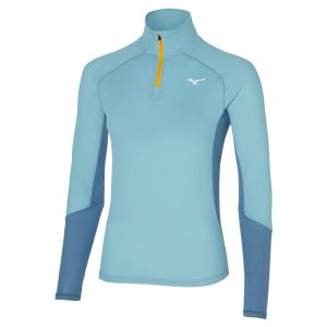 Mizuno Dryaeroflow Ls Tee Oberteile Damen Blau | 891-DYXKWT