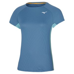Mizuno Dryaeroflow Tee Oberteile Damen Blau | 829-XKIJCA