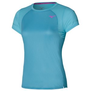 Mizuno Dryaeroflow Tee Oberteile Damen Blau | 948-ZWOUJP