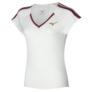 Mizuno Printed Tee Oberteile Damen Weiß | 502-XSEWID