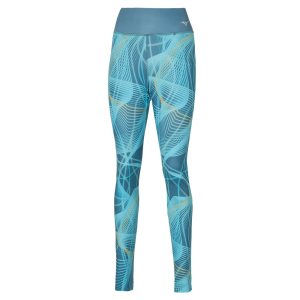 Mizuno Printeds Leggings Damen Blau | 235-IYEPWO