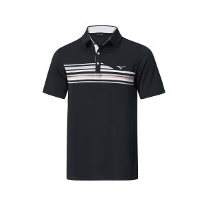 Mizuno Qd Elite Stripe Polo Oberteile Herren Schwarz | 905-OZRNGY