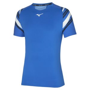 Mizuno Shadow Tee Oberteile Herren Grau Blau | 241-XRMHUV